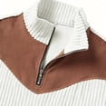 thumbnail image 6 of LWavelet Men's Ribbed Fabric Color Block Quarter Zip Pullover - Elbow Patches Casual Fall Winter Top White M, 6 of 6