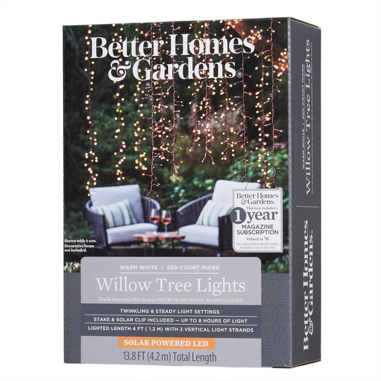 Better Homes & Gardens 200 Count Solar LED Micro Willow Tree Lights Better Homes & Gardens 200 Count Solar LED Micro Willow Tree Lights