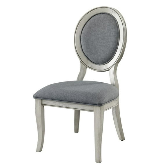 Furniture of America Chlido Fabric Padded Side Chair in White (Set of 2)