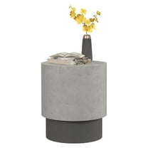 HOMCOM Concrete Finish End Table, Round Side Table with Adjustable Feet - Indoor/Outdoor Lightweight Accent Table, Gray