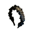 thumbnail image 5 of Women's Rhinestone Leaf Ruched Fabric Bow Headband French Elegant Temperament Headband Fashion High Crown Hair Accessory Christmas Birthday Gift, 5 of 7