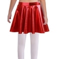 thumbnail image 6 of Hansber Kids Girls Hip Hop Dance Outfit Shiny Metallic Cropped Hoodie Sweatshirt Sports Bra and Skirt Set Red White 12, 6 of 7