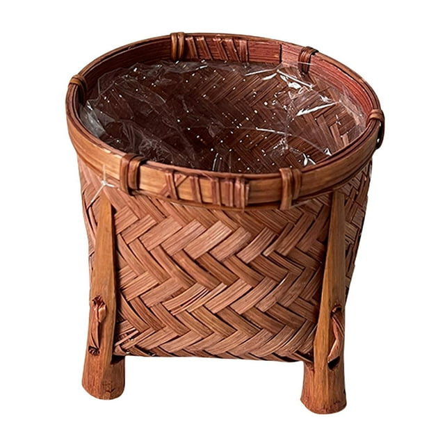 Maceta de flores tejida, cesta de bambú decorativa, cesta de almacenamiento de bambú, cesta de flores secas, maceta de Flor tejida a mano para