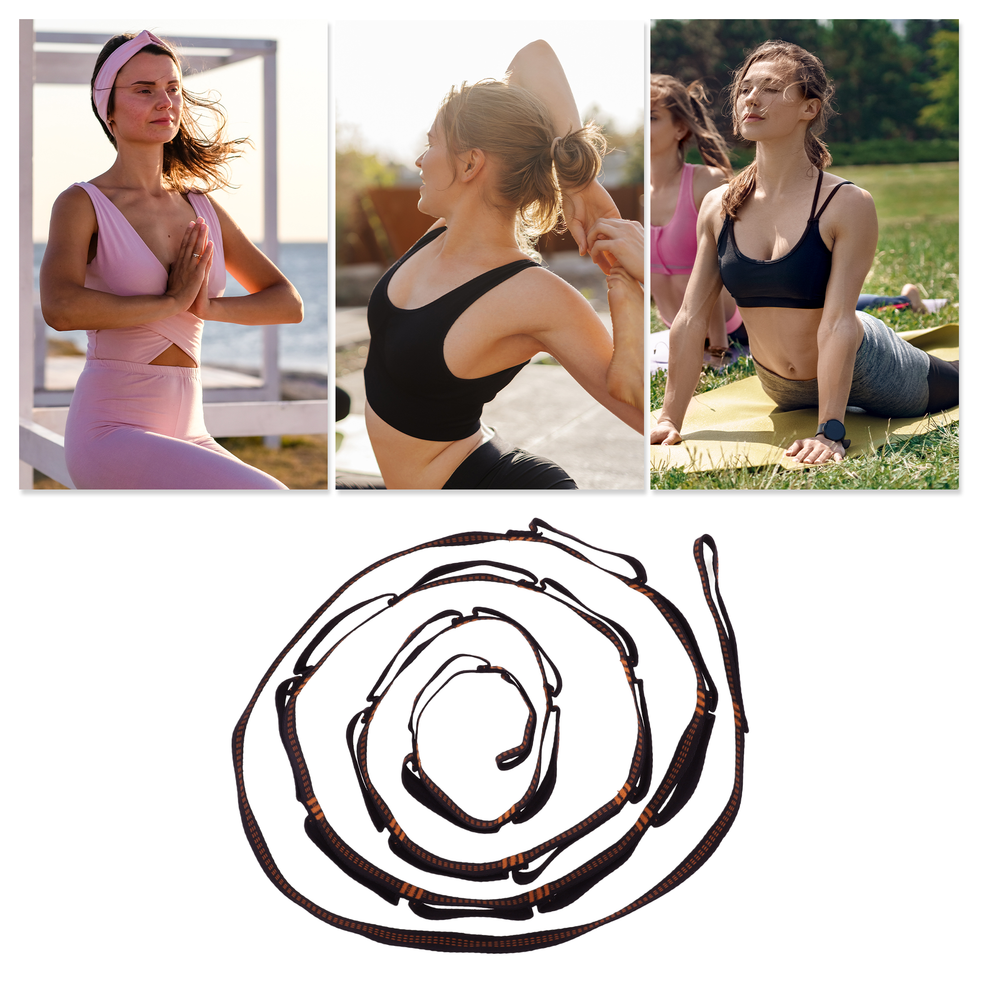 Unique Bargains Non-Elastic Yoga Band 110.24"x0.98" 1 Pc Orange