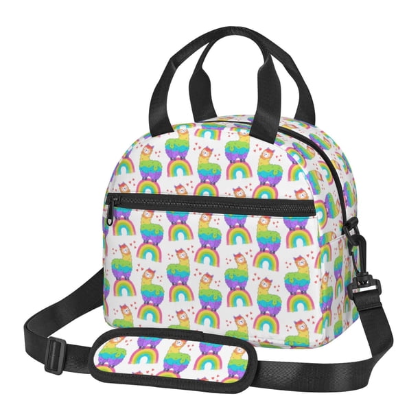 Easygdp Rainbow Llama Caja de Almuerzo para Mujeres y Hombres, Bolsa de Almuerzo Insulada, Bolsas Reutilizables Impermeables para Viajes, Trabajo y Picnics
