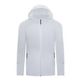 thumbnail image 4 of Brondbend Best Waterproof Windproof Jacket Men's Solid Color Breathable Sports and Ditness Training Long Sleeved Hooded Casual Windbreaker Jacket Loose Fit Travel Hiking Versatile,White, 4 of 6