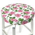 thumbnail image 3 of KLL Rose Flowers Round Bar Chair Cushion Cover 13 inch ,Bar Stool Protector with Elastic, Soft Washable, 3 of 6