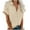 Khaki, variant on fartey Womens Button Down Shirts Rolled up Short Sleeve Lapel Cardigan Blouses with Pocket Loose Solid Color Summer Tops