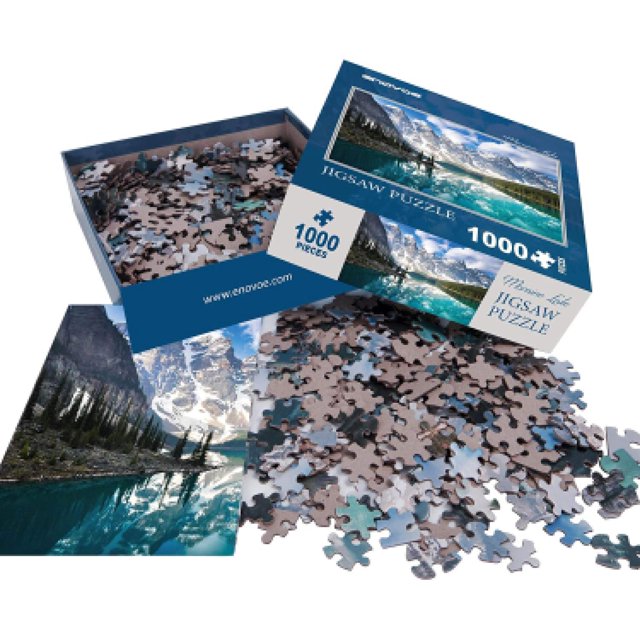 Rompecabezas de 1000 Piezas Envoe, para Adultos y Niños, Moraine Lake Alberta, 27" x 20" azul Estandar