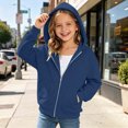 thumbnail image 2 of Staki Girls Lightweight Zip-Up Hoodie for Kids Soft Casual Hooded Sweatshirt 4-15Y(Navy,4-5 Years), 2 of 7