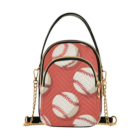 joogoo Women Baseball Red Chain Crossbody Bags Shoulder Handbag Phone Purse