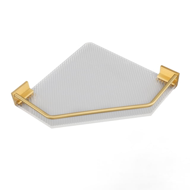 Gold Floating Shelf, Acrylic Wall Mounted, Corner Shelf Triangle Design, Easy Install, Bathroom Kitchen Storage. Stable Support for Daily Necessities