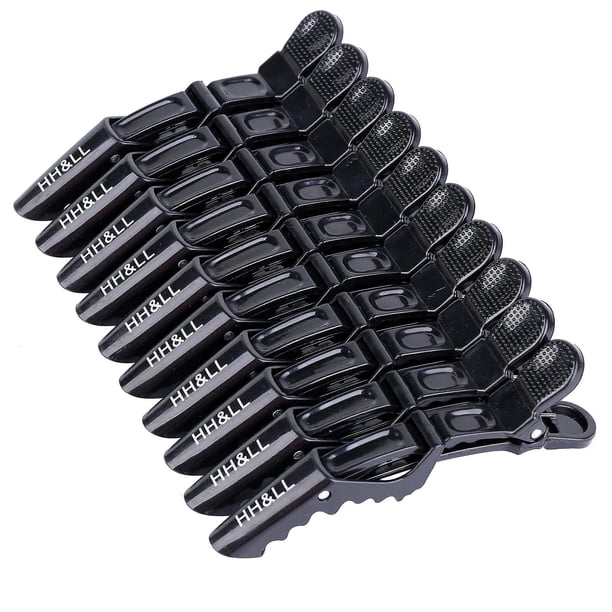 Pinzas para peinar el cabello, paquete de 10, dientes anchos, doble bisagra, antideslizantes, tipo pinzas de cocodrilo para seccionar el cabello.