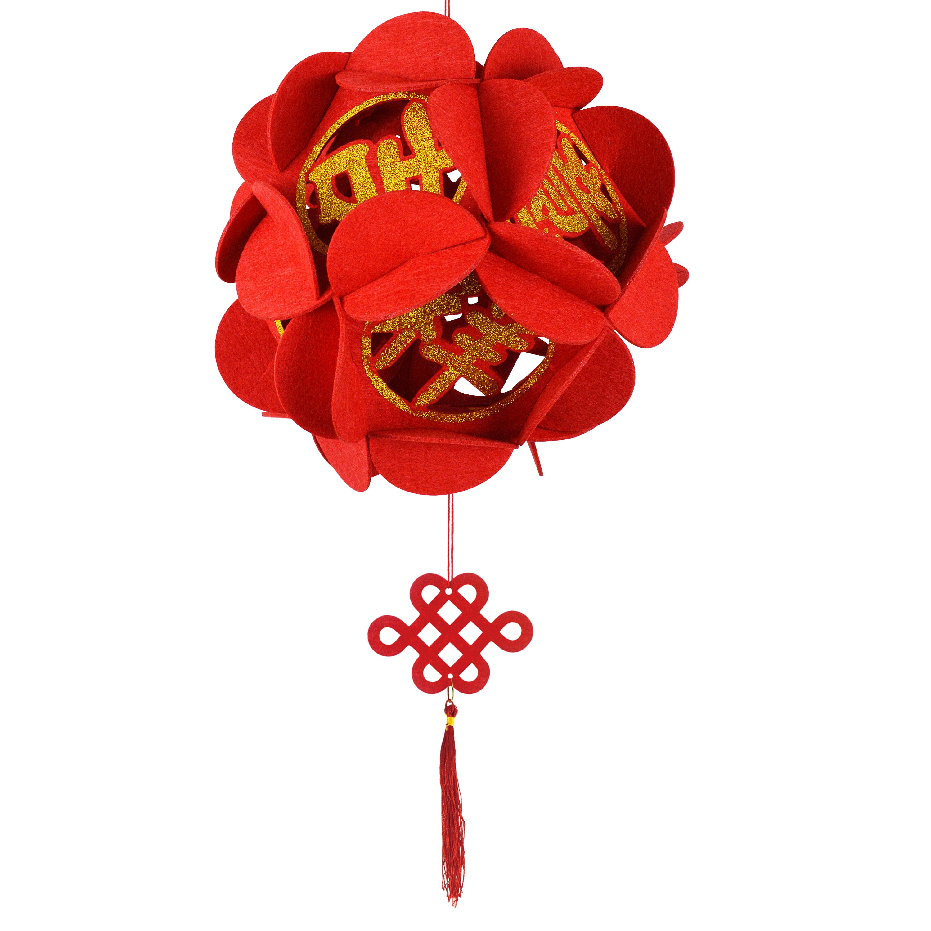 Chinese New Year 3D Floral Design Felt Hanging, Color: Red;Gold, Size: 25.5" x 11", 1 Count, Brand: Way To Celebrate, Decoration