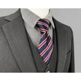 thumbnail image 6 of Mens Ties Silk Necktie Dark Blue Navy Red Stripe Extra Long Size 63", 6 of 6