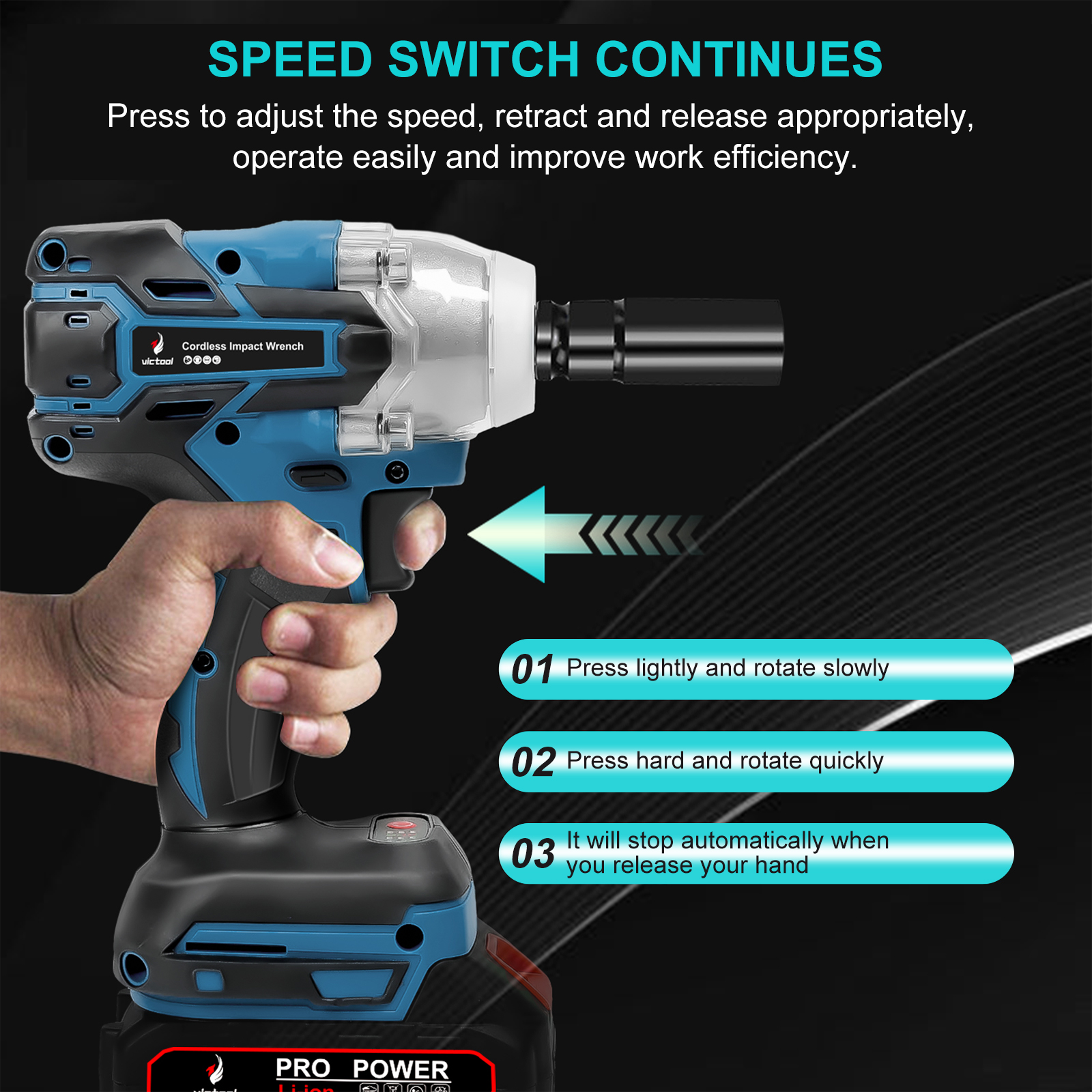 Victool 21V Brushless Impact Wrench Cordless Electric Screwdriver Rechargeable Drill Driver US Plug