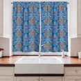thumbnail image 2 of Ambesonne Blue Kitchen Curtains, Abstract Floral Ornaments, 55"x39", Blue Orange Coral, 2 of 3