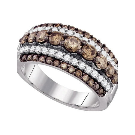 Diamond2deal 10kt White Gold Womens Round Cognac Brown