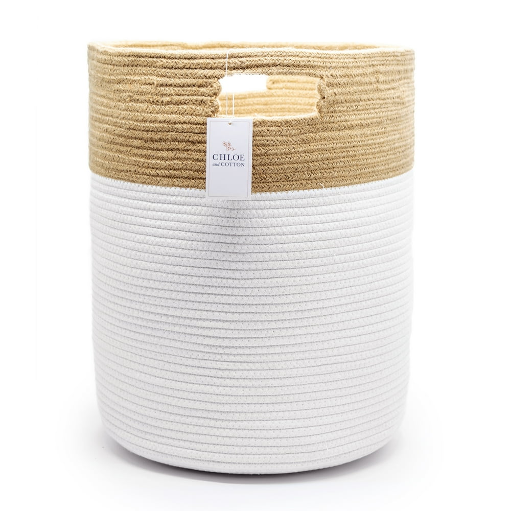 Chloe and Cotton XL Extra Large Woven Rope Laundry Basket, 19" x 16