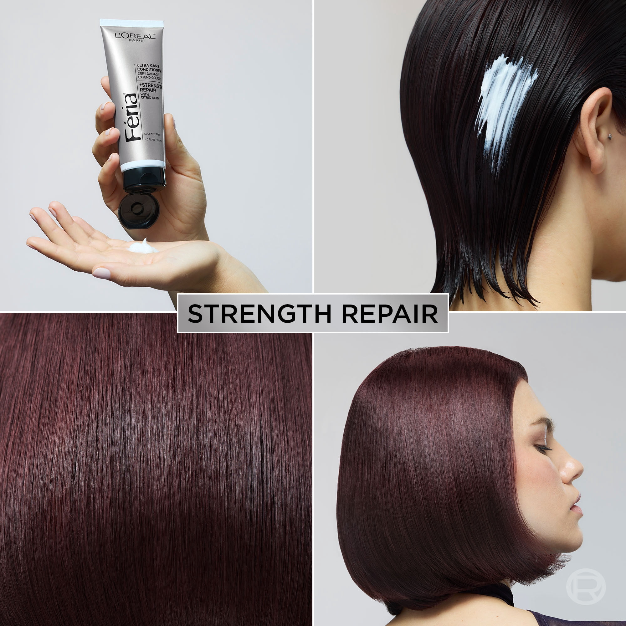 (6 pack) L'Oreal Paris Feria - Hair Color Strength Repair Ultra Care Conditioner, 4 fl oz