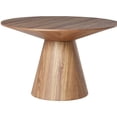 thumbnail image 6 of LeisureMod 5-Piece Dining Set Round Dining Table in Natural Wood and 4 Leather Dining Chairs for Modern Home, Kitchen Fynix Collection, 6 of 22