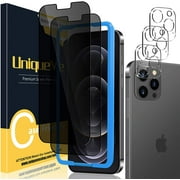 [2+3 Pack] UniqueMe Anti Spy Privacy Screen Protector and Camera Lens Protector Compatible for iPhone 12 Pro Max 6.7