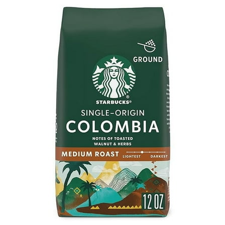 Starbucks Ground Coffee, Medium Roast Coffee, Colombia, 100% Arabica, 1 bag (12 oz)
