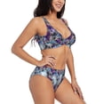 thumbnail image 2 of Kdxio Purple Marble Texture Print Women's 2 Piece High Waisted Wrap Spaghetti Strap Summer Swimsuit Bikini Set-Medium, 2 of 7