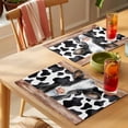 thumbnail image 4 of Cow Printed Placemats Set of 4 Farmhouse Watercolor Country Wooden Grain Place Mats Indoor Wipeable Table Mats Washable Cloth Dining Table Placemats for Kitchen Holiday Party Home Decor 13x19 Inch, 4 of 9