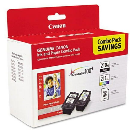 2973B004 Inks & Paper Pack, PGI-210XL;CL211XL, 2 Inks & 50 Sheets 4 x 6 Paper