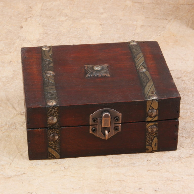 Hesroicy Retro Wooden Lock Catch Jewelry Gift Storage Box