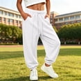 thumbnail image 4 of Wilark Girls Sweatpants with Pockets Running Casual Fashion Drawstring Elastic Waist Baggy Joggers for Kids White 12, 4 of 9