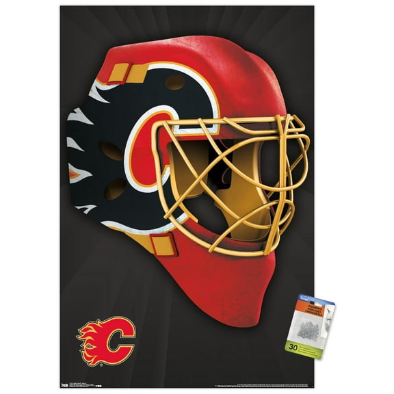 NHL Calgary Flames - Mask 16 Wall Poster with Push Pins, 22.375" x 34"