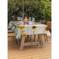 thumbnail image 4 of 54x80 Inch Outdoor Tablecloth with Umbrella Hole Zipper Rectangle Cute Pig Rectangular Tablecloths Outside Waterproof Yellow Sunflowers Beige Wooden Vintage Art Patio Table Cover for Picnic Party, 4 of 8