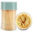 thumbnail image 1 of TRTRin Bamboo Toothpicks [3000 Count] - With Reusable Toothpick Holder, Sturdy Smooth Finish Tooth Picks, for Party, Appetizer, Olive, Barbecue, Fruit and Teeth Cleaning, Green., 1 of 6