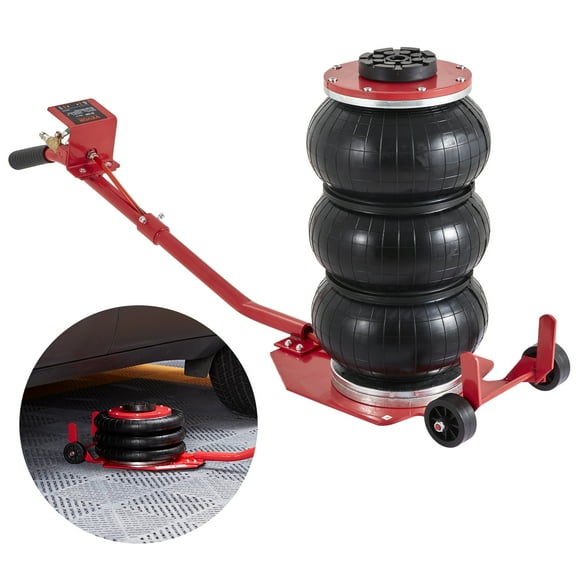 VEVOR Air Jack, 3 Ton/6600 lbs Triple Bag Air Jack, Airbag Jack with Six Steel Pipes, Lift up to 17.7 inch/450 mm,3-5 s Fast Lifting Pneumatic Jack,with Long Handles for Cars, Garages,Repair, (Red)
