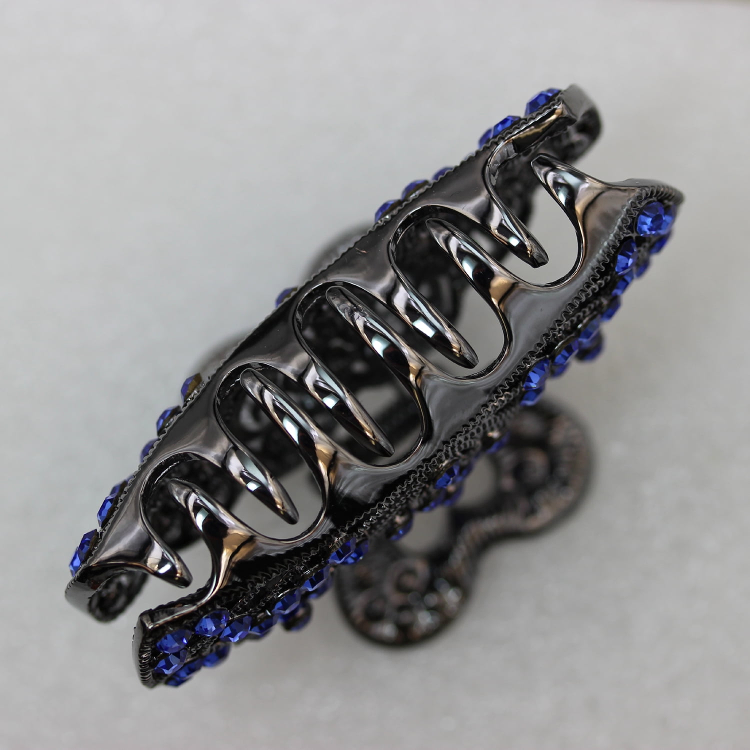 Faship Gorgeous Blue Crystal Floral Hair Claw Clips