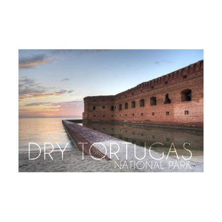 80 Tortuga Art - Dry Tortugas National Park, Florida - Sunset and Fort Print Wall Art By Lantern Press