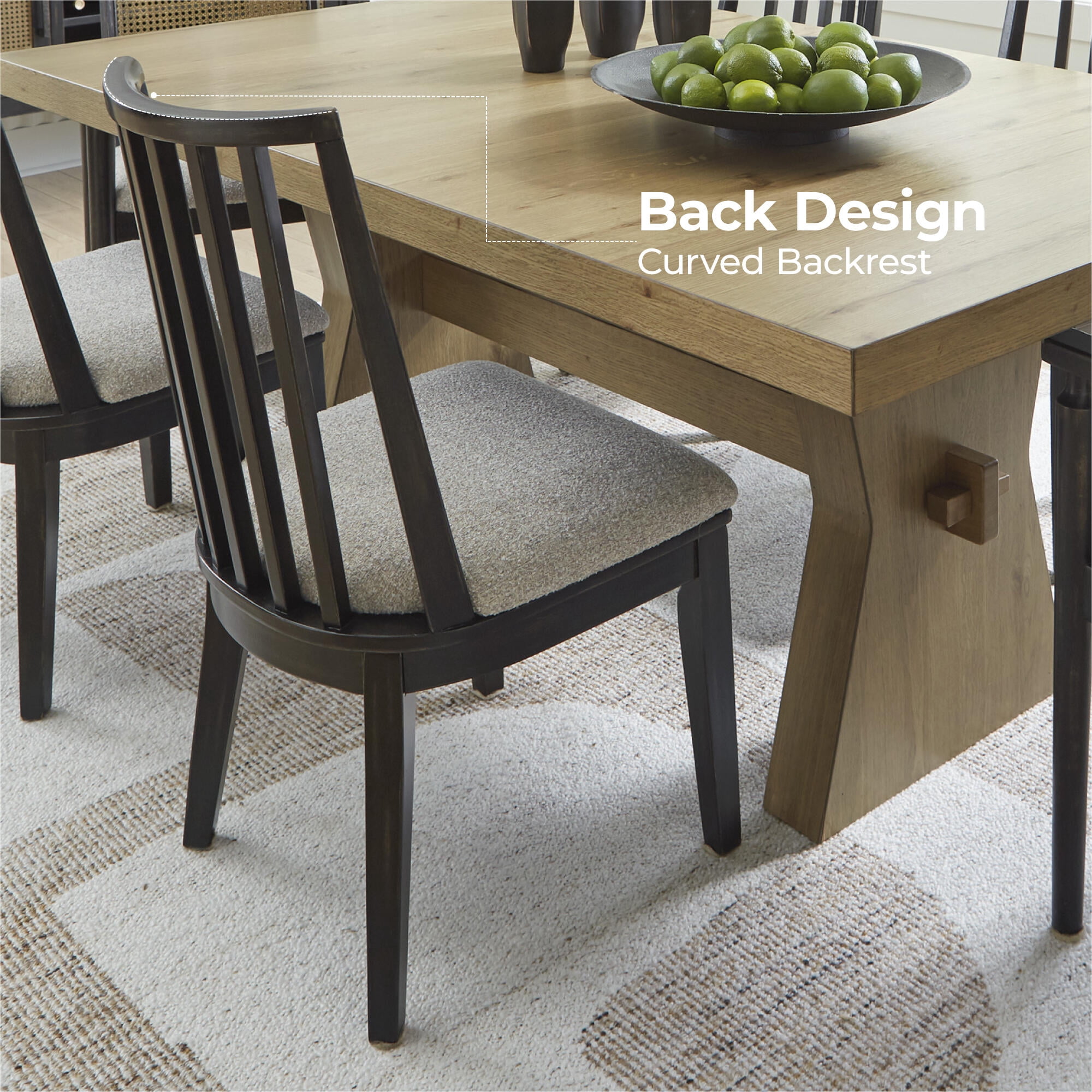 Signature Design by Ashley Galliden Curved Back Dining Chair, Set of 2, Black