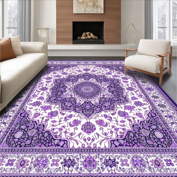 Flatwoven High Traffic Area Rug, Intricate for, Non Slip, Stain Resistant, Washable Area Rugs for Living Room, Bedroom(White, 4X6)