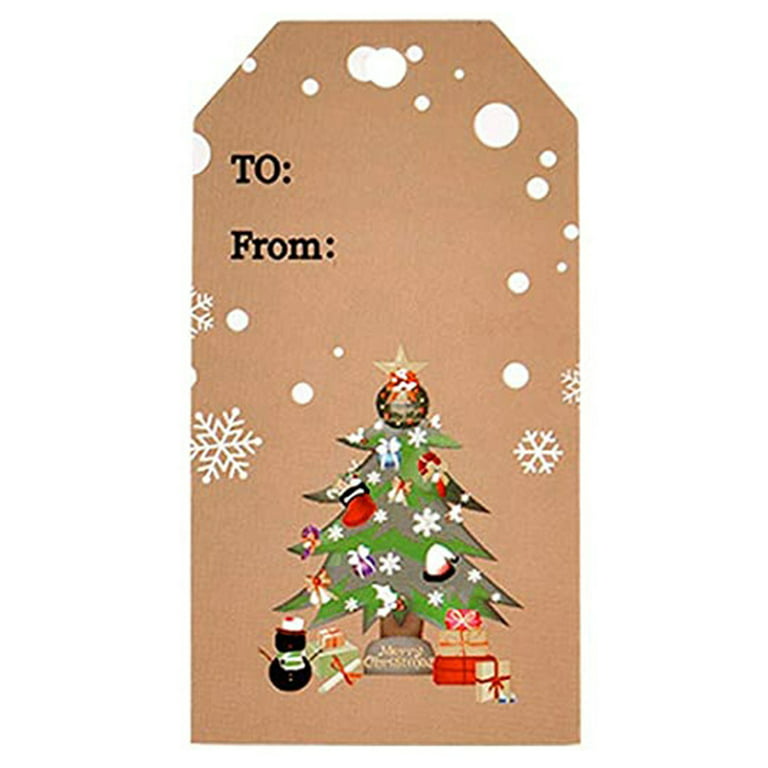 OOKWE 100 Pieces Christmas Kraft Paper Gift Tags Snowman Santa
