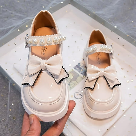 

kpoplk Toddler Sandals Girl Closed Toe Girls Dress Shoes Wedding Bowknot Girl Shoes Princess Party Walking Shoes For Baby(White)