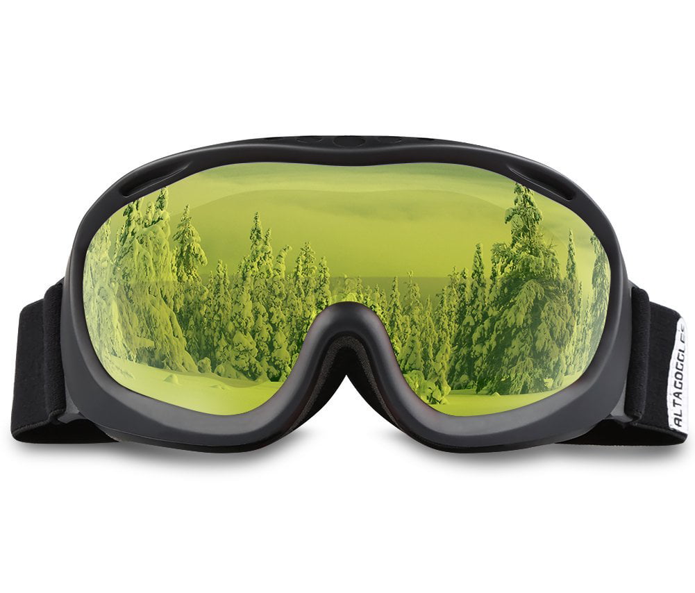 Anti-Fog 100% UV Protection Snowboard Goggles Helmet Compatible Medium Fit Snow Goggles Men & Women ALKAI Ski Goggles Double-Layer Spherical Lenses 