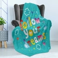 thumbnail image 4 of Dream Soft Flannel Fleece Throw Blanket, Slogan with Childish Colorful Typography and Funny Cloud Characters, Cozy Plush for Indoor and Outdoor Use, 70" x 90", Multicolor, by Ambesonne, 4 of 5