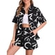 thumbnail image 1 of INSPIRAR CHIC Conjuntos de Ropa Casual para Mujeres de 2 Piezas, Pijama de Manga Corta con Botones, Conjuntos de Playa L Negro, 1 of 6