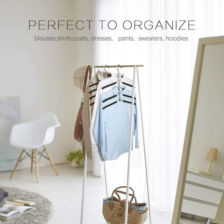 6/ 12pcs Clothes Hanger Hook Folding Storage Clothes Rack Wardrobe