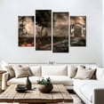 thumbnail image 3 of Elephant Stock Halloween Cemetery Gate Wall Art - Horizontal Multi Panel Canvas - Living Room Wall Decor - Holiday Multi Panel - Gray And Beige Decor - 84" x 54", 3 of 8