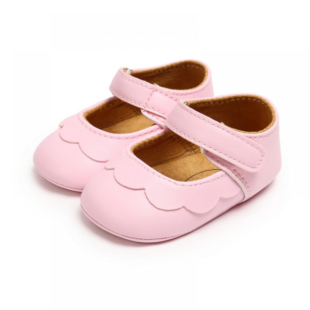 Baby Girls Bowknot Mary Jane Flats Soft Rubber Sole Toddler Walking Shoes Infant Princess Crib Wedding Dress Shoes 