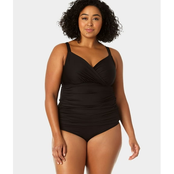Women's Plus Size Live In Color Twist Front Underwire Tankini Swim Top