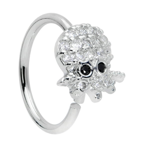 Body Candy 20G 316L Steel Clear Accent Nautical Octopus Nose Ring 8mm Nose Hoop Ring Circular Nose Ring 3/8”